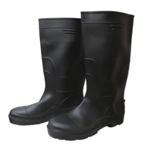 Bota de lluvia de PVC en una sola pieza, con suela antideslizante. Ideal para construcción.