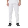 Pantalón frigorífico blanco con cintura elastizada y cordón, diseño sin bolsillos delanteros y un bolsillo pequeño trasero.