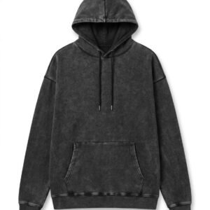 Canguro de felpa premium 100% algodón pre-encogido con corte oversized, cordones gruesos y terminales metálicas en color firme.